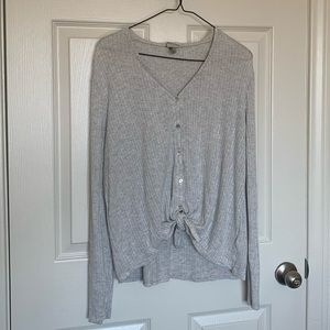 Light gray tie front shirt